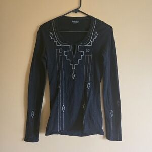 Lucky Brand Beaded Long Sleeved Top, M (PTP=14.5")